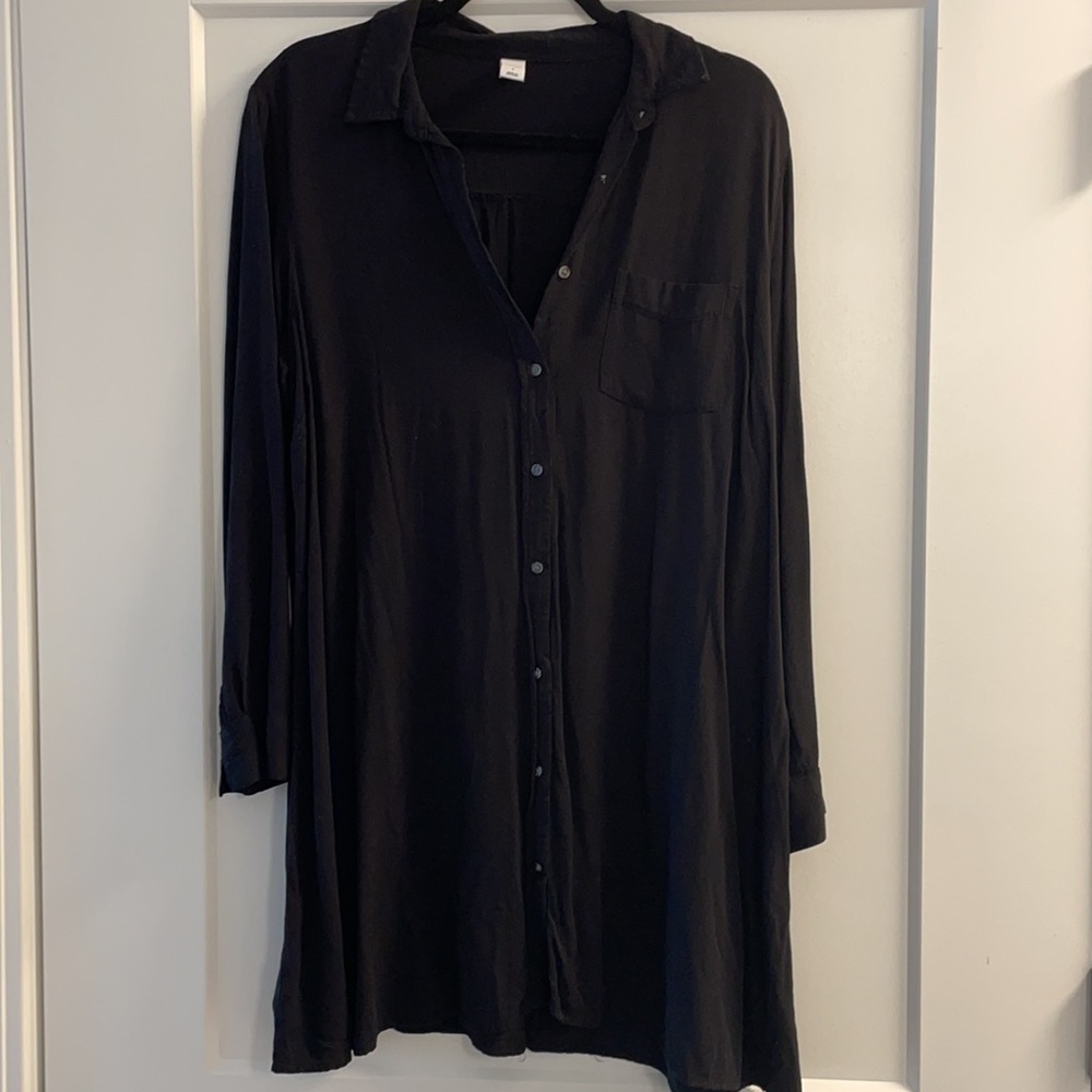 Black Long-Sleeve Button Down Dress